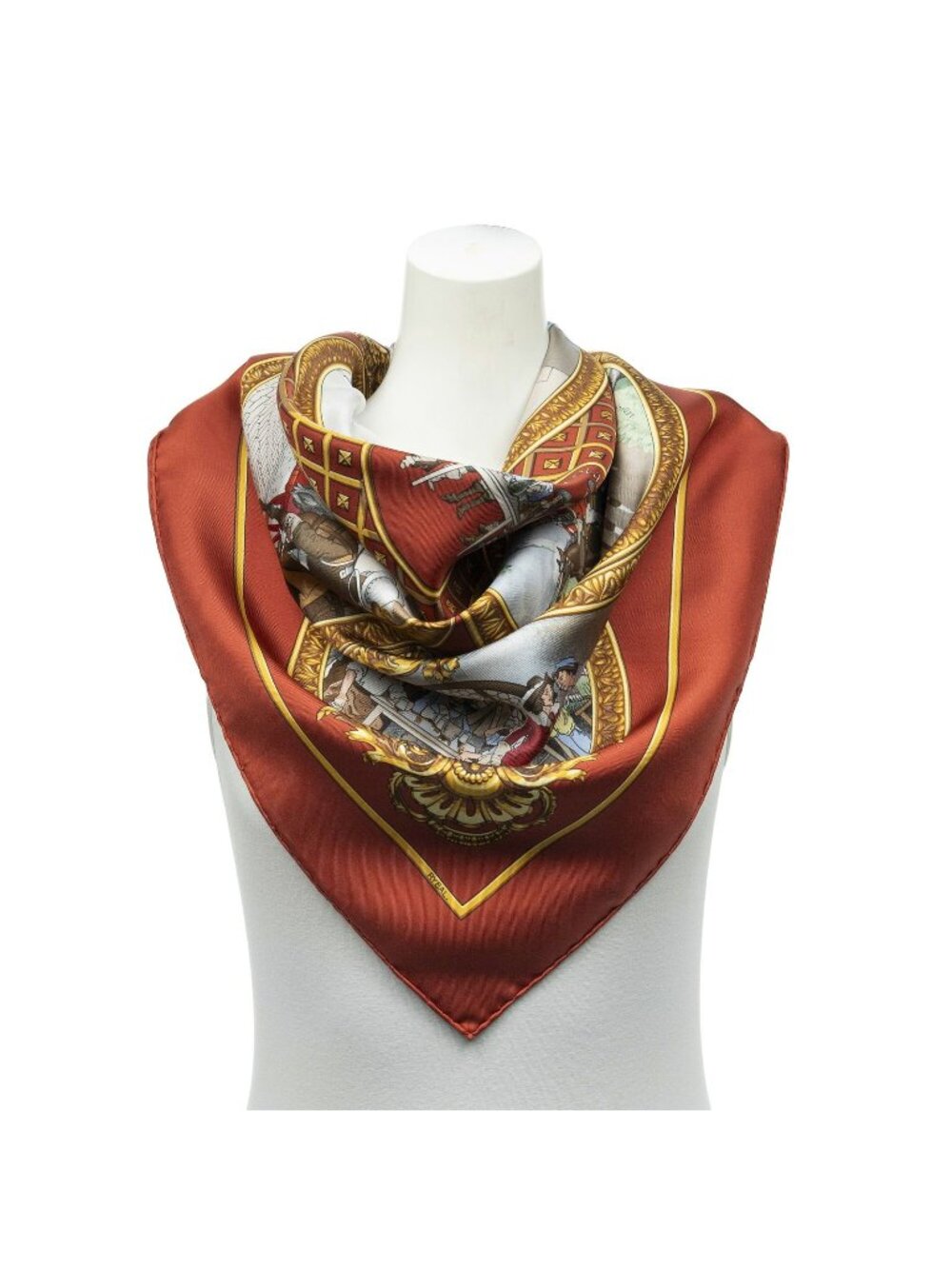 Hermes Scarf Dark Gray Brown Goldtwill Silk